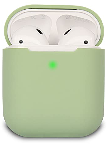 KOKOKA Schutzhülle Hülle Kompatibel mit AirPods 2, Silikon Schutzhülle Hülle für AirPods 2, LED an der Frontseite Sichtbar, Matcha Green