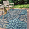 JONATHAN Y SMB110C-5 Zinnia Modernes florales Strukturgeflecht Teppich Bohemian Coastal, pflegeleicht, Schlafzimmer, Küche, Garten, Terrasse, Nicht fusselnd, 150 cm x 240 cm, Marine/Aqua