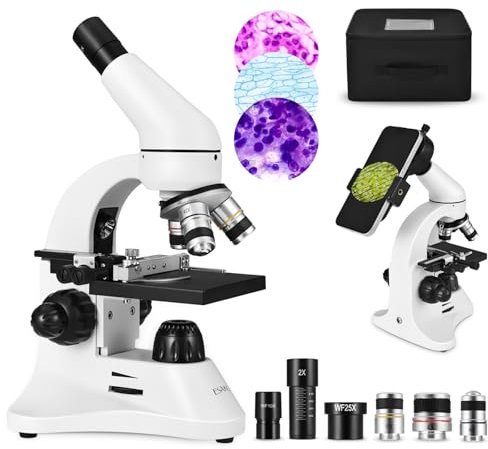 ESAKO 40-2000X Microscope for Kids Students Adults, with Mechanical Stage, Carry Bag & Slides Set Metal Body Microscope for Science Education School Laboratory