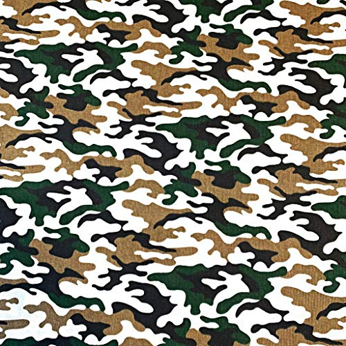 Pingianer 100x160cm Camouflage Tarn 100% Baumwolle Baumwollstoff Kinder Meterware Handwerken Nähen Stoff (Camouflage Weiß Schwarz Braun Grün, 100x160cm (11,99€/m))