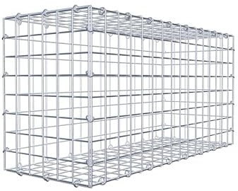 GABIONA Panier à pierre carré - Dimensions des mailles : 5 x 5 cm - Profondeur : 30 cm - Gabion : 80 x 40 x 30 cm (L x H x P) - Anneau en C