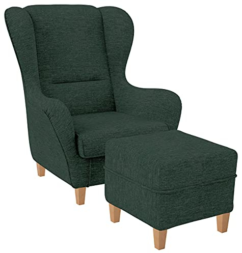 Supellex Ohrensessel »Sofia«, Design Webstoff Vienna, Dunkel-Grün (Design-Nr.: 5181), wahlweise mit Hocker (inkl. Hocker)