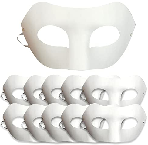 Feeziloe Lot de 10 masques vierges Zorro en papier blanc peints à la main pour personnalité, design créatif, fête dansante, bal masqué, fête costumée