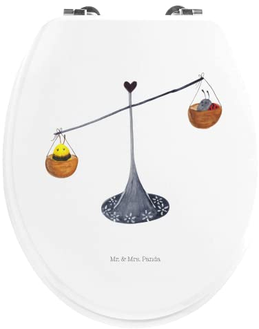 Mr. & Mrs. Panda Motiv WC Sitz Sternzeichen Waage - Geschenk, Waage Sternzeichen, Klodeckel, Gleichgewicht, Hummel, WC-Sitz, Klobrille, Toilette,