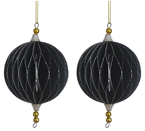 Weihnachtsdeko Baumschmuck -Ornary- 2er-Set Papier 9x17cm schwarz-Gold