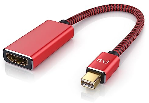 CSL - 4k Mini DisplayPort zu HDMI 2.0 Adapter – Mini DP Kabel – 4k@60Hz - Thunderbolt - Audio und Video – kompatibel mit Apple Lenovo Surface - rot