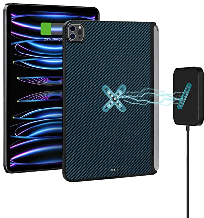 PITAKA Hülle für iPad Pro 11 2022/2021 Magnetische Aufladbare Schutzhülle Kompatibel mit Magic Keyboard Kabellose Ladehüllen Ultradünn Tablet Hülle aus Aramidfaser [MagEZ Case Pro] Schwarz/Blau