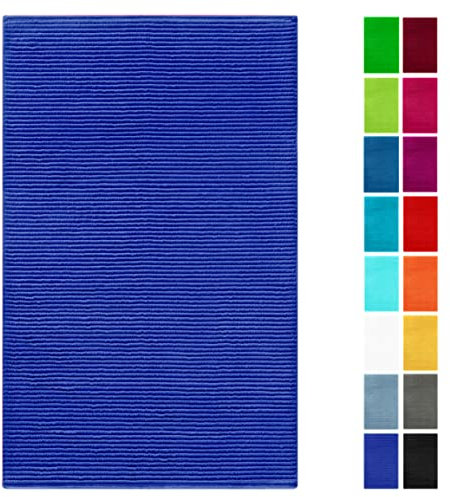 Lashuma 50x80 cm Badezimmerteppich saugstark flauschig Blau - Königsblau, Badezimmer Vorleger