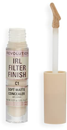 Makeup Revolution, IRL Filter Finish, Soft Matte Concealer, Mittlere bis volle Deckkraft, C1, Helle bis helle Hauttöne, 6 g