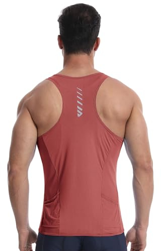 Lo.gas Radtrikot Herren Ärmellos Rennrad Trikot – Angenehm kühlend leicht Fahrradtrikot mit Taschen Ideal für Fitness, Alltag – Rot, M