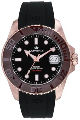 Lorenz Doppelte Injektion 300 030258DD Professionelle automatische Herrenuhr 300 Meter mit Harzarmband, Armband