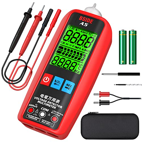BSIDE A5 Multimetro Digitale Automatico Amperometro Tester Elettrico Professionale Auto Range con NCV VFC Metri di Tensione/Corrente AC DC Capacitanza Resistenza Frequenza Diodo Temperatura Filo vivo