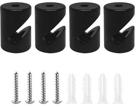 smartect Wand- und Deckenpins für Textilkabel [4 Stück, Schwarz] Deckenbefestigung mit Schrauben und Dübeln, Affenschaukel Aufputz-Kabelhalter für eigenes DIY Projekt