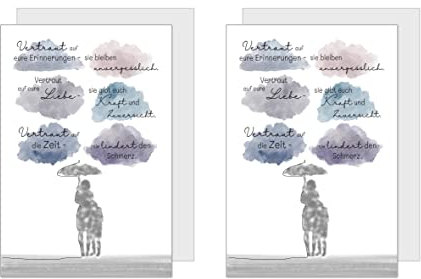 Edition Seidel 2 Premium Trauerkarten mit Umschlag. Beileidskarte Trauer Karte mit Spruch Trauer Abschied Teilnahme Mitgefühl (T1100)