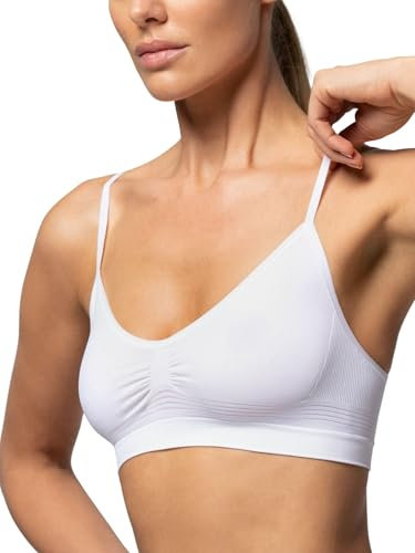 Pompea Reggiseno Senza Ferretto Invisibile, Brassiere Seamless in Morbida Microfibra con Spallina Stretta, Effetto Seconda Pelle