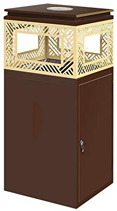 GRFIT Poubelle Poubelle à Tube à Un Seul Tube carré/intérieur Poubelle de déchets commerciaux en métal en métal Poubelle de Panneau en Retrait avec cendrier, 40L / 10,5 Gallon Poubelle Extérieure