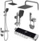 Rea Colonne de Douche avec thermostat ROB Nickiel Brush INOX Système de Douche en Laiton Pour Salle de Bain (Acier)
