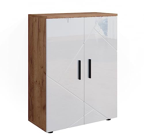Vicco Midischrank Irma, Badmöbel, Goldkraft Eiche/Weiß Hochglanz, 60 x 81 cm