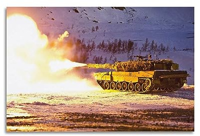 Kriegskunst-Poster Norwegische Armee Panzer Leopard 2 dekoratives Gemälde Leinwand Kunst Bild 30 x 45 cm