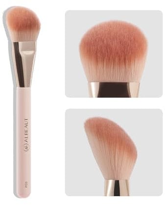 Pinceau biseauté pour fond de teint liquide crème maquillage contour, fard à joues, bronzant, outil de maquillage biseauté pour le visage (pinceau multitâche)