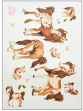 Bügelbilder Set für Textilien DIN A4 Kinder Mädchen Jungen Pferde Weihnachten groß klein Aufbügelbild zum aufbügeln verschiedene Designs (Design 13)