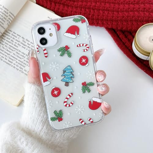 RALEAVO Christmas Case for iPhone 11 6.1”, Cute Clear Cartoon Design Phone Case Soft Silicone Protective Shockproof Bumper Cover Case for iPhone 11-White Snow