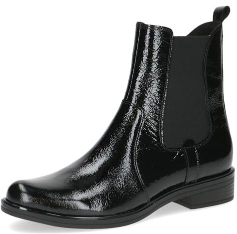 CAPRICE Damen Chelsea Boots Kleiner Absatz Elegant, Schwarz (Black Naplak), 41 EU