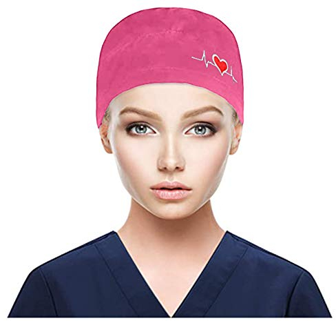 KBOPLEMQ Chirurgische Kappe Damen Scrub Cap, Verstellbar Op Kappe Zahnarzt Doktor Krankenschwester Arbeit Kappe FüR Labor KochmüTze Op Kappe Weihnachten BäCker Haube Mit Knopf Damen Herren