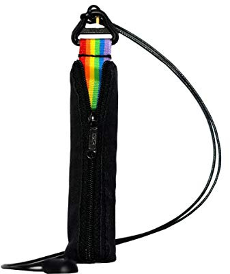 Plan B, Kleine E-Zigarette Tasche, Modell XS, Kompatibel mit Myblu und Ähnlichen, Kordel 100 cm, Schwarz und Regenbogen Tab, Unisex, Stoff (Pride)