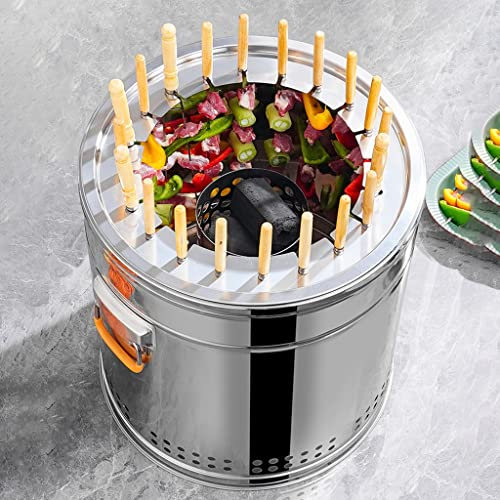 NOALED Parrilla sin Humo con Placa Antiadherente y Red para Parrilla, Parrilla portátil para Exteriores/Interiores para Asar brochetas de Carne y Verduras