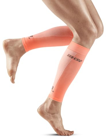CEP - ULTRALIGHT Kompressionsstrümpfe Damen, Calf Sleeves korall/creme, Gr. M mit leichter Kompression, Stabilisierende Stutzen, Atmungsaktive Stützstrümpfe