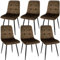 WAFTING Esszimmerstühle 6er Set, Polsterstuhl mit hoher Rückenlehne und holländischem Samtdesign, Esstischstühle mit Metallfuß, für Esszimmer, Wohnzimmer und Empfangsraum, Braun