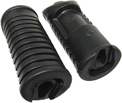 Pair of motorcycle footrest foot peg, front, rubber, compatible with/replacement for Honda CG125, CB100N 1995, 1996, 1997, 1998, 1999, 2000, 2001, 2002, 2003, 2004, 2005, 2006