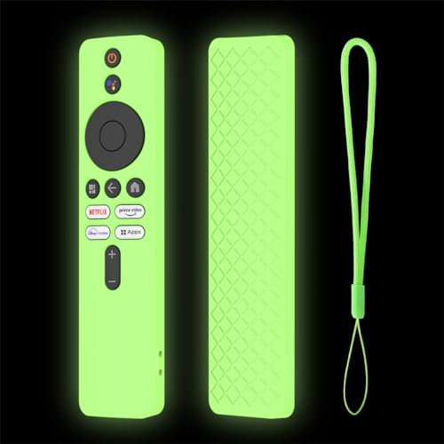 Anti-Slip Anti-Lost Durable Silicon Protective Case for Xiaomi Mi TV Box S 2nd Gen Shockproof Protector Shell for Mi TV Stick Remote Control Replacement Shell (Luminous Green)