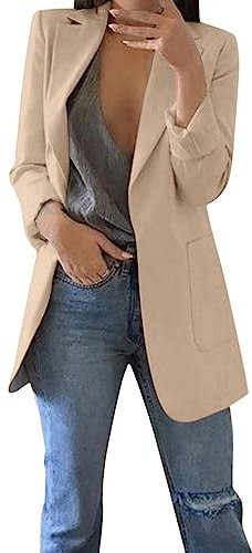 AMDOLE Deal Of The Day 2024 Veste Blazer Femme Chic Et Élégant Pure Color Bouton Lâche Casual Business Slim Fit Couleur Unie Décontracté Veste Printemps L'Été Manteau Top Deals Of The Day