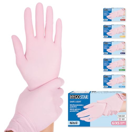 FRANZ MENSCH 100x Hygostar Einweghandschuhe Safe Light, Einmalhandschuhe Größe XS, reißfeste Nitrilhandschuhe, puderfrei, latexfreie Gummihandschuhe, Handschuhe Einweg, Blau in XS, S, M, L, XL & XXL