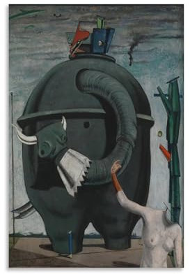 KOOHTAA Max Ernst The Elephant Celebes Poster, Kunstposter, Kunstposter, Leinwand, Gemälde, Dekor, Wanddruck, Foto, Zuhause, moderne dekorative Poster, 50 x 75 cm
