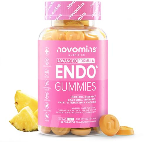 Endo-Gummies | Myo-Inositol, Kurkuma & Probiotika für Frauen | Novomins | 60 Gummibärchen | Vitamine für Frauen mit Endometriose | mit Vitamin B6, | Hormone Balance Frauen & Intime Gesundheit