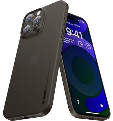 memumi Hülle kompatibel mit iPhone 16 Pro Max 6.9 Zoll, Mehrweg 0.3 mm dick Slim Fit, Mattes Finish [rutschfest, Kratzfest] Schutzhülle Extra Dünn kompatibel mit iPhone 16 Pro Max 6.9 -Trans-Schwarz