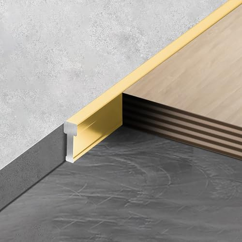 Raouoae T-Profil Übergangsschiene Für Bodenbeläge 2 Stück 125cm Laminate Edging Strip Fugenprofil Metallstreifen Perfekt Für Laminat, Parkett Und Fliesen(Gold,Höhe: 11.6 mm)