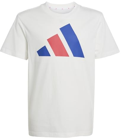 adidas Unisex Kids Essentials Big Logo T-Shirt, White/Royal Blue/red, 7-8 Years