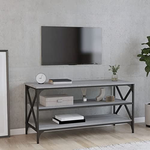 Brokky Mobile Porta TV Grigio Sonoma 100x40x50 cm in Legno Multistrato-Mobile TV Mobile Porta Televisore,Mobiletto Industriale Tavolino Basso Vintage Console per Salotto