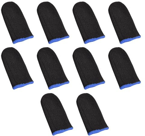 RSYHVG PUBG Mobile Phone Finger Sleeves for Gaming | Anti-Sweat Breathable Finger Sleeve Gloves for Gaming | Thumb Sleeves Mobile Gaming | Gamer Gloves | Pack of 10 (Blue)