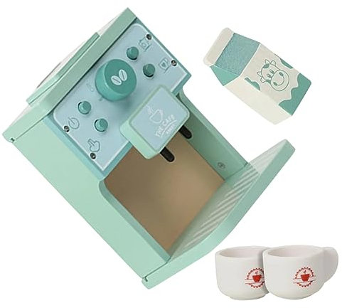 JOINPAYA Wooden Boys and Girls Coffee Machine Toy Set Pretend Play Kitchen for Toddlers Educational Toy