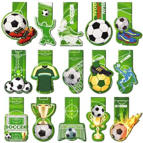 Coicok 15 Stück Magnetische Lesezeichen, Mitgebsel Fussball Geburtstag Junge, Fußball Mitgebsel Kindergeburtstag, Lesezeichen Clips, Magnetisches Seite Markierungen Clip Bookmark Für Bücher