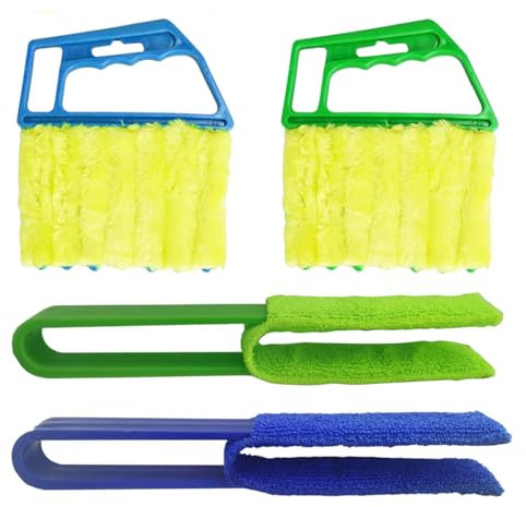 4 Pack Blind Cleaner Set, Blind Cleaner, Venetian Blind Cleaning Tools With Brush And Dusting Clips, Plastic Blinds Cleaner For Wooden & Aluminum Blinds, Efficient Blind Duster For Home And Office