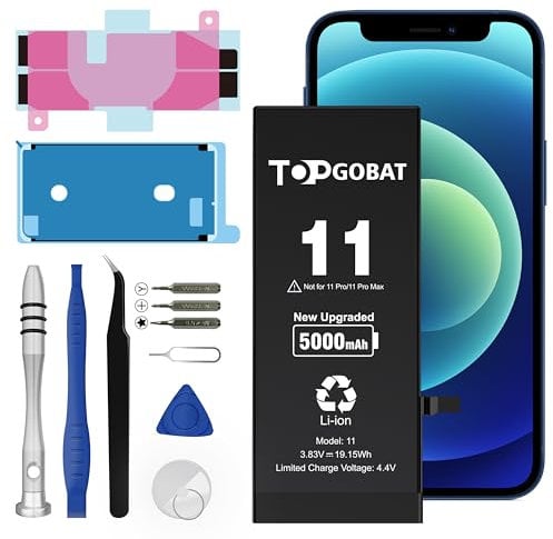 TOPGOBAT Replacement for iPhone 11 Battery, 5000mAh High Capacity Battery for iPhone 11 Model (A2111 A2221 A2223) with Replacement Tool Kits