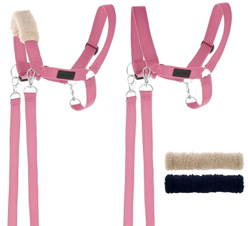 SKIPPI Halfter für Hobby Horse - Rosa, Hobby Horse Zubehör, Zügeln und 2 Polster im Set, Universalgröße Halfterset