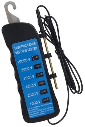 Probador eléctrico de valla eléctrica de fácil transporte, 10000 V con 6 indicadores LED, dispositivo ABS para alambre de metal y ganado