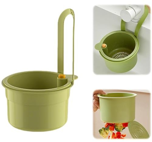 Passoire Cuisine Suspendue, 2025 Nouveau Passoire Evier Cuisine panier Égouttoir, Autonettoyante Vidange Rapide Filtre Déchets & Légumes pour Robinet Facile à Installer, Multifonction (Vert)